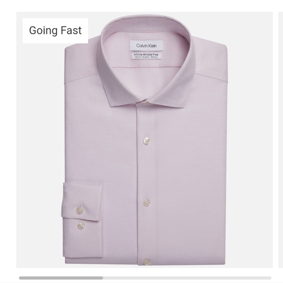 Men's Warehouse - Calvin Klein Infinite Slim Fit Spread Collar Mini (Pink) - Picture 2 of 7